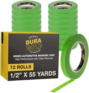 Dura-Gold Green Automotive Masking Tape 1/2 Inch (12mm x 55 Yards), Case of 72 Rolls - Premium High-Performance, Heat Resistant - Auto Refinish Painting, Car Detailing, Autobody Repair, Painters Tape