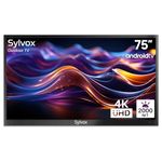 SYLVOX 75” Outdoor TV for Android TV, 4K UHD Smart Outdoor Television Full Sun 2000nits High Brightness Waterproof, Outside TV for Terrace, Garden with Voice Control, Share to TV (Pool Pro Series)