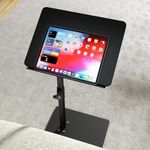 YUHFERA Sofa Armrest Tray Table for Couch - 360° Swivel Height Adjustable End for Small Spaces, Snack Side Table for Bed or Chair with Phone & Tablet Slot (Black,Angle Adjustable)