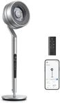 Dreo Smart Pedestal Fan for Bedroom, Wi-Fi/Voice/Alexa Control, 6 Modes,10 Speeds, 12H Timer, 23dB DC Quiet Circulator Fan, 120°+85° Oscillating Fans, 100ft, 40-44" Adjustable Height, Bright Silver