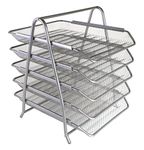 OSCO Silver Wire Mesh 5 Tier Letter Tray | A4 | Desk File Organiser | Paper Storage | Office Document Sorter | Paperwork Filing | Easy Assembly | H37.3 x W29.5 x D34.0 cm |