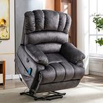 Large Power Lift Recliner Chairs with Massage and Heat for Elderly, Heavy Duty and Safety Motion Reclining Mechanism Electric Wide Recliners with USB Ports (Dark Grey)