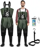 Gonex Chest Waders for Men Women Waterproof 2-Ply Nylon/PVC Waders for Fishing Duck Hunting with Boot Hanger & Waterproof Phone Pouch/Case, Green Black, M10/W12