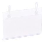 sourcing map Label Holder with Hanging Buckle 90x55mm Clear Plastic for Wire Shelf, Pack of 50