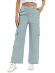 TOPLOT Cotton Multi-Pocket Cargo Pant for Women (Straight-Cargo-5191-Silver-28)