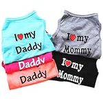 Letter Printed Puppy Shirt 5 Packs-I Love My Mommy/Daddy Pattern Dog T-Shirts Clothes Dog Shirts Apparel Summer Outfit Coats for Small Dogs Cat Pet Puppy