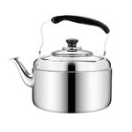 Stainless Steel Whistling Tea Kettle, 5L/6L/7L Large Capacity Domestic Gas Stove Kettle Gas Stovetop Induction Cooker Universal Teapot Brewing Coffee 5L