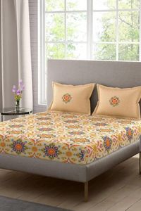 Portico New York Super King Size Super Soft Cotton Bedsheet with 2 Pillow Covers ; Size 9 x 9 ft ; Multicolor ; 100% Cotton Mercerized