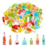 100PCS Miniature Decor Drink Bottle Dessert Pastry Food Cake Topper Miniature Bottles Wine Bottles Mini House Decoration, 1:12 Scale