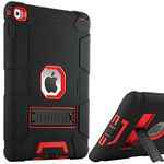 BENTOBEN iPad Air 2 Case, [Hybrid Shockproof Case] with Kickstand Rugged Triple-Layer Shock Resistant Drop Proof Case Cover for iPad Air 2 with Retina Display/iPad 6, Black/Red