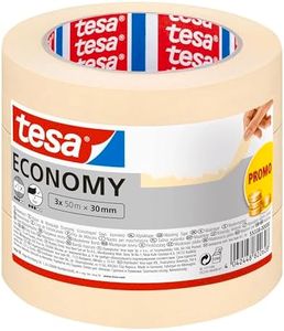 tesa Cinta de Pintar ecoLogo ECONOMY - Cinta de Pintor, Removible Sin Residuos hasta 4 Días Después, Sin Disolventes - Estrecha, 3x 50 m x 30 mm