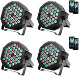 LUNSY Dj Lights, 36 LED Par Lights Stage Lights with Sound Activated Remote Control & DMX Control, Stage Lighting Uplights for Wedding Club Music Show Christmas Holiday Party Lighting - 4 Pack