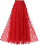 Radhika 'n' Dhaanya creation Net Fabric Tulle Long Skirt Full Length (Red)