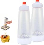 2 Pack Batter Mixer and Dispenser with Whisk Ball, 1000ml Silicone Squeeze Pancake Batter Dispenser and Mixer, Stand Base and Leak-proof Sealing Ring for Pancakes Crepes Waffle Muffins Cupcakes