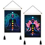 Livole Pack of 2 Chakra Tapestry Trippy Yoga Meditation Tapestry Lotus Tapestries Hippie Tapestry Wall Hanging for Room (13.8 x 19.7 inches)