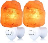 pursalt 2 Pack Himalayan Natural Salt Lamp Night Light Plug in, Certificated 360 Degree Rotatable Wall Plug with Extra 4 Replacement Bulbs for Bathroom Bedroom, Pink Crystal Rock Salt Hand Crafted