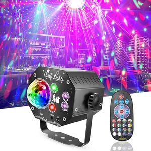 Laser Disco Lights, RGB LED Disco Light, Sound Activated Projector Strobe Light with Remote Control for Christmas Halloween Decorations Karaoke Birthday Dance Wedding Stage Show