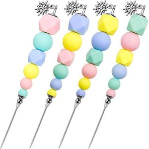 4 Pieces Scriber Needle Sugar Stir Needle Scriber Needle Modelling Tool Biscuit Cookie Icing Pin Cake Decorating Needle Tool Sugar Cookie Decorating Supplies Baking Scribe Tool for Icing Sugar Craft