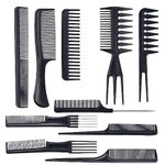 Hair Comb, 10 Pcs Fine and Wide Tooth Comb Set, Rat Tail Comb Professional Barber Comb for Women or Men Various Stying Curly and Straight Hair