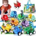 SYHLN Toy Cars for 1 Year Old Boys Gifts,10 Pcs Pull Back Cars Dinosaur Toy for Toddlers,Baby Dinosaur Cars for Boys Toys Age 1 2,1 2 3 Years Old Boys/Girls Christmas Birthday Gifts