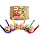 KreativeKraft Egg and Spoon Race Kit, Garden Outdoor Toys Family Party Games Set Includes 6 Easter Eggs & 6 Plastic Spoons Kids and Adults