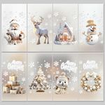 EDWINENE 8Sheet Christmas Window Stickers, Christmas Window Cling Sticker Decoration,Double-Sided Window Cling Decal for Christmas Window Decoration (Gold)