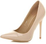 Ajvani Womens Ladies high Heel Pointed Court Smart Party Work Shoes Pumps, Nude Patent, 5 UK