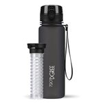 720°DGREE Sipper Water Bottle 500ml with Fruit Infuser | BPA, BPS Free | Tritan | For Adults & Kids | For Sports, Gym, Office, Workout | Onyx Black