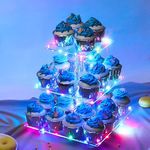 Weddingwish Pastry Stand 3 Tier Acrylic Cupcake Display Stand Cake Stand Dessert Stand Cupcake Holder Pastry Serving Platter Candy Bar Party Décor Wedding Birthday Holidays，Christmas（Colorful）…