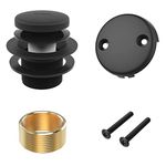 Matte Black Bath Tub Drain and Overflow Kit, Universal All Metal Tip-Toe Bathtub Drain Replacement Kit with Fine/Coarse Thread