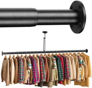 BaiNong Adjustable Closet Rods for Hanging Clothes 134 to 160 inch Black Heavy Duty clothes rod for closet, Laundry, Bathroom, RV Closet Organization and Storage(Extra long)