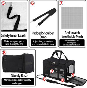 Dycietx Soft Sided Pet Carrier Bag, Portable Airline Approved, Black M