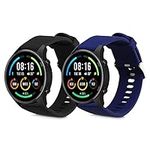 kwmobile Straps Compatible with Xiaomi Mi Watch/Mi Watch Color Sport Straps - 2x Replacement Silicone Watch Bands - Black/Dark Blue