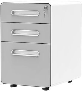 YITAHOME 3-Drawer Rolling File Cabinet, Metal Mobile File Cabinet with Lock, Filing Cabinet Under Desk fits Legal/A4 Size for Home/Office, Fully Assembled-Gray and White