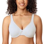 Delimira Women's Minimiser Bra Plus Size Underwired Full Cup Non Padded Seamless Support T Shirt Bra French Gray 34H