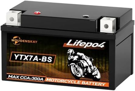 MOUDENSKAY Lithium Motorcycle Battery 12V Lithium Powersports Battery with BMS (YTX7A-BS 12.8V 3Ah 300A) LiFePO4 Motorcycle Battery Starter Batteries for Motorcycles, ATV, UTV, Watercraft, etc