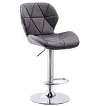 Finch Fox Diamond and Ormond Style Bar Stool with Backrest, Adjustable Gas Lift on Chrome Swivel Base and Footrest for Breakfast Bar, Kitchen, Counter and Home Velvet Dark Grey Color