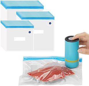 Inkbird Sous Vide Bags, 44PCS-1 Electric Vacuum Sealer Pump 30 BPA Free Reusable Vacuum Food Sealer Bags for Anova and Joule Cookers- 3 Sizes Sous Vide Bag Kit, 5 Clips, 6 Sealing Clips, 2 Air Valves