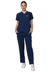 KNYA Ecoflex Women's Scrub suit | 5 Pocket | 4 Way stretch | Athleisure Work Wear |For Doctors(M, NAVY BLUE)