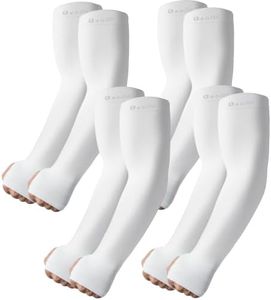 Bebila Arm Sleeves with Thumb Hole, Cooling UV Protection, Compression, Tattoo Cover Up for Men and Women (White, Extra Large)