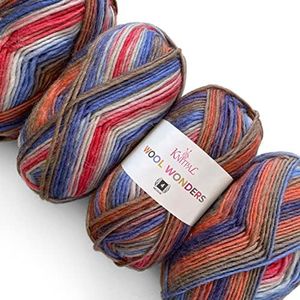 Wool Wonders Yarn for Crocheting, 4 Skeins, 640Yds/400G, Free Patterns - Wool Yarn for Knitting - Aran/Heavy #4 Medium Worsted Weight - Sandy Sunsets