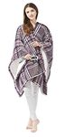 Beautyrest Ultra Soft Sherpa Berber Fleece Electric Poncho Wrap Blanket Heated Throw with Auto Shutoff, 50 in x 64 in, Grey Plaid