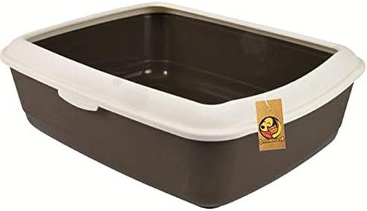 Foodie Puppies Rectangle Cat Litter Tray (56 x 46 x 17 cm) with Rim, Reduces Odor, Perfect Starter for Toilet Training Your Kitten and Puppies (Large, Brown)