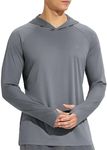 BALEAF Men's UV SPF Hoodie Shirt UPF 50+ Sun Protection Long Sleeve T-Shirts Rash Guard Fishing Swimming Lightweight Light Grey Heather S