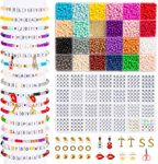 Goldwise Friendship Bracelet Making Kit 2 Boxes-4952 Pcs 24 Colors Bracelet Kits with 3450 Pcs Glass Seed Beads, 1040 Pcs Letter Beads and 50 Pcs Number Beads with Charms, Crafts Gift