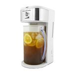 HomeCraft 3-Quart White Stainless Steel Café' Iced Tea And Iced Coffee Brewing System, 12 Cups, Strength Selector & Infuser Chamber, Perfect For Lattes, Lemonade, Flavored Water, Large Pitcher