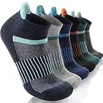 Merino Wool Ankle Hiking Socks Compression Warm Thermal Winter Thick Cushion Running Moisture Wicking No Show Socks Gifts Stocking Fillers for Women Men 6 Pairs(Color Mix,L)