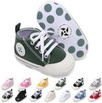 Newborn Baby Girls Boys Canvas Shoes Infant Soft Sole Slip On First Walkers Sneaker Toddler Flat Lazy Loafers High Top Crib Moccasins Shoe (A/Green, 6-12 Months)