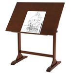 VISWIN 60 x 90 cm Wooden Drafting Table, Adjustable Angle, 86 cm Height Solid Pine Wood Artist Table for Drawing, Tilts Flat, Studio Art Craft Desk for Painting, Drafting, Writing, Reading