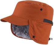 Magracy Outdoor Men's Winter Baseball Cap with Visor Warm Earflap Hat Trapper Hunting Hat, Brown, One size